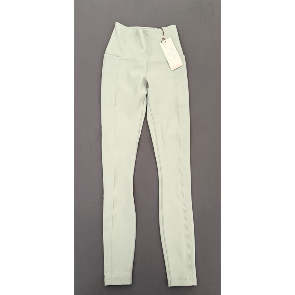 Calia Seamed Ribbed Leggings Womens XXS Green High‎ Rise Essential NEW!